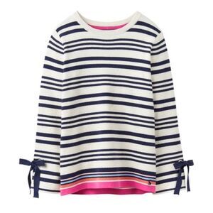 JOULES Sweater Size 8 Bircham Stripe Myanna Tie Sleeve Wool Blend